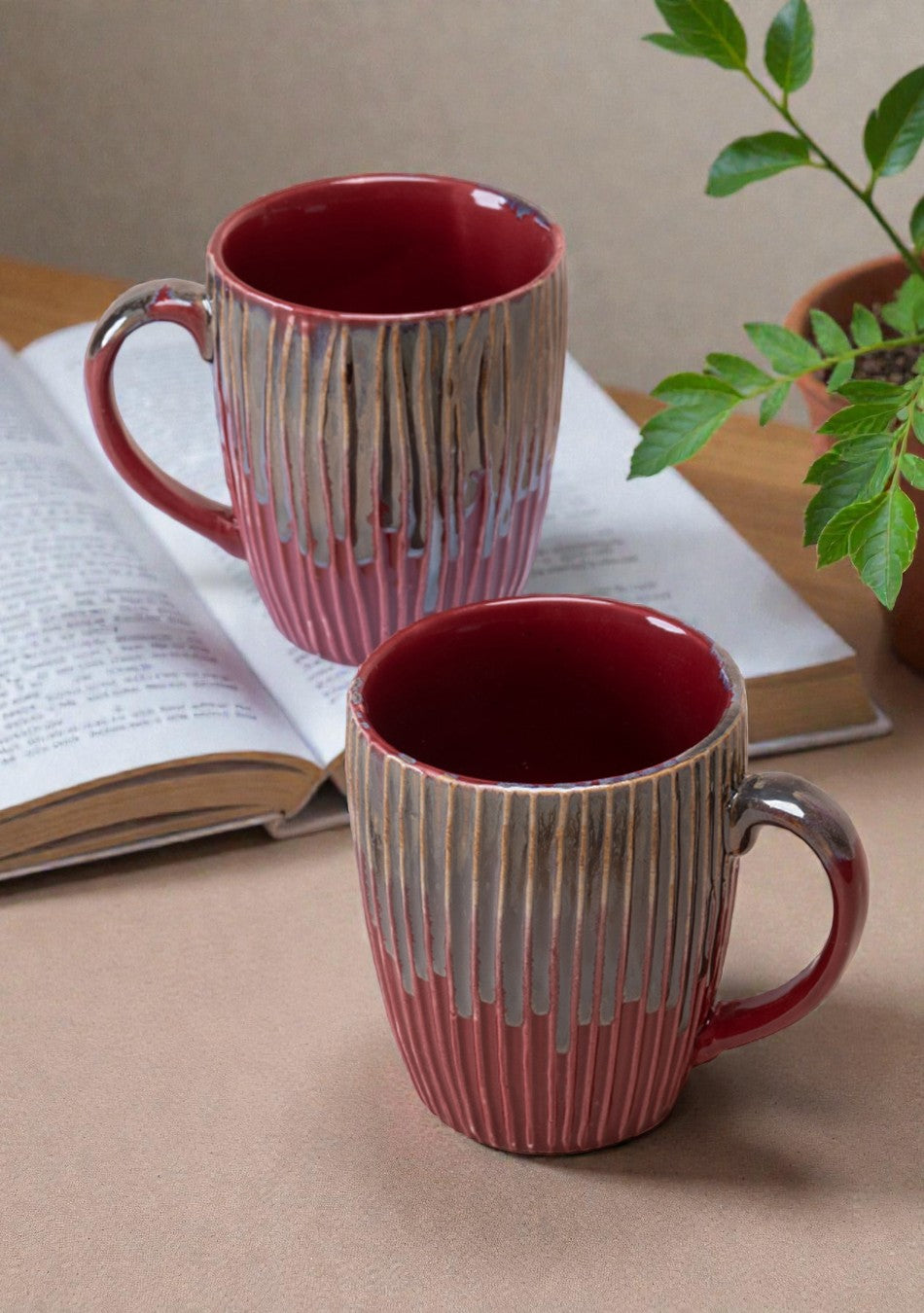 House Finch Ceramic Mugs Set - Handcrafted