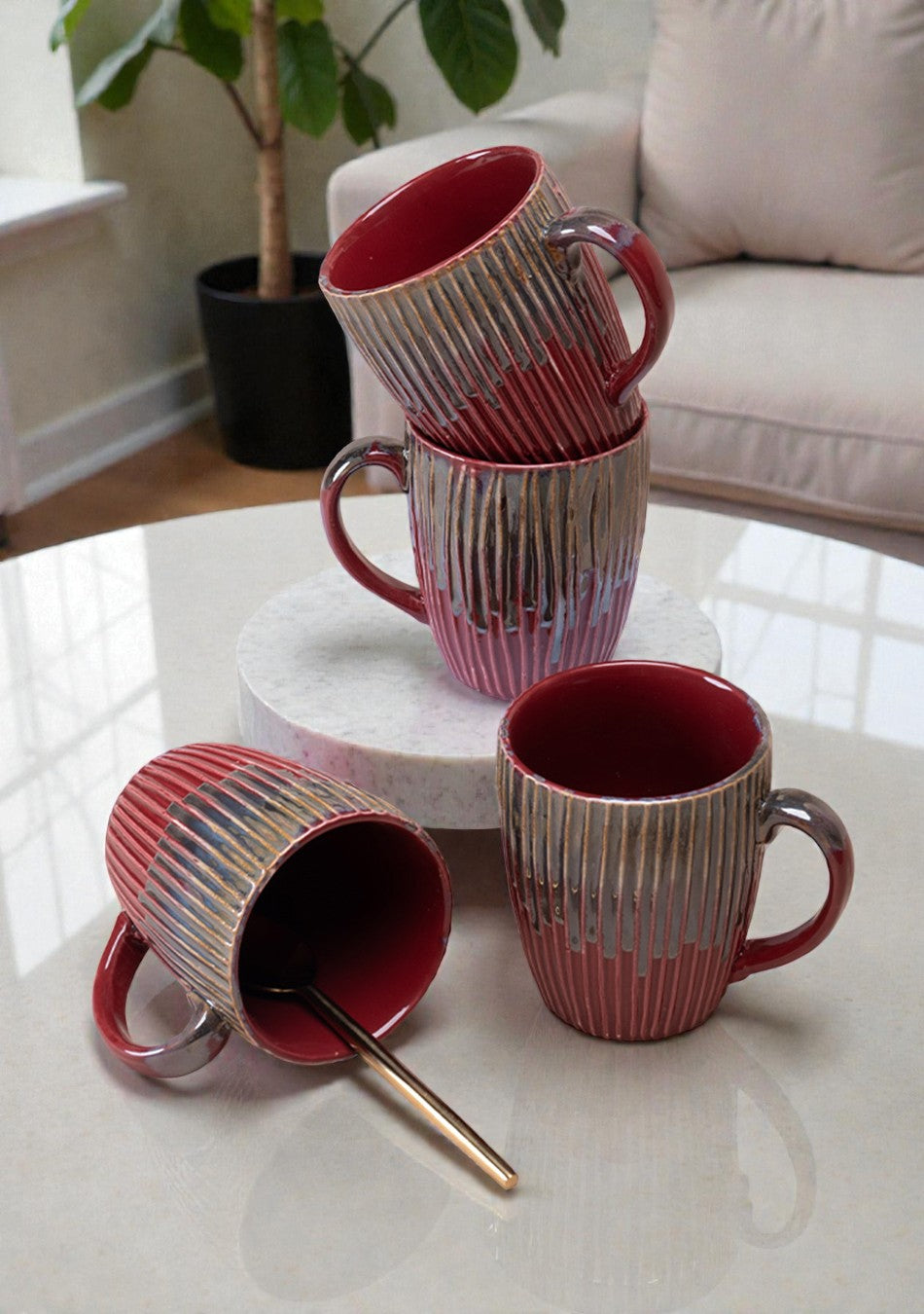 House Finch Ceramic Mugs Set - Handcrafted