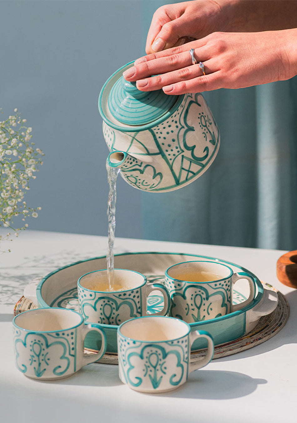 Aquamarine Tea Set, Set of 4