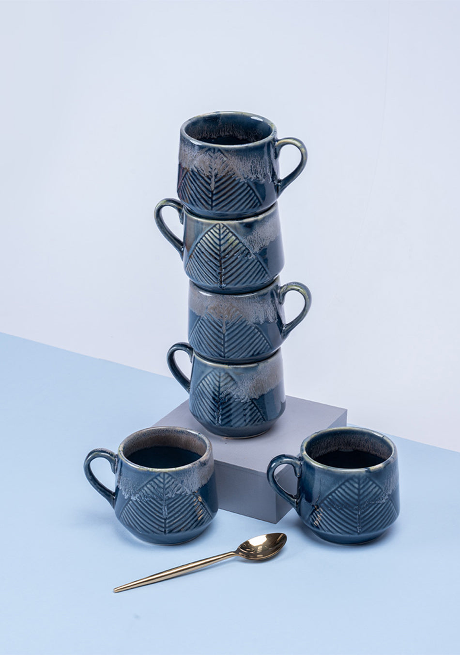Gnatcatcher Blue Ceramic Mugs Set