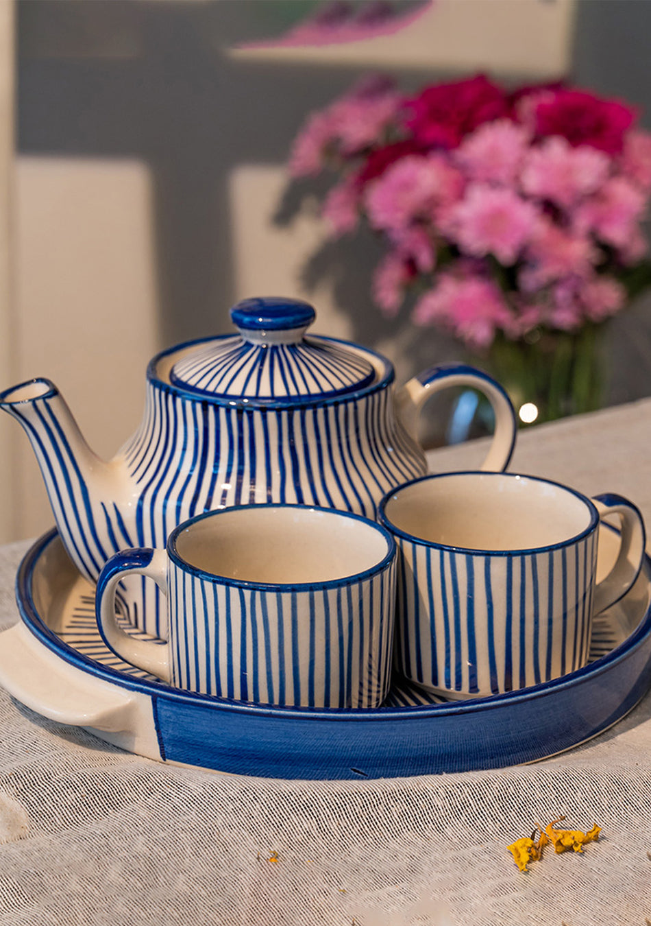 Blue Stripe Tea Set