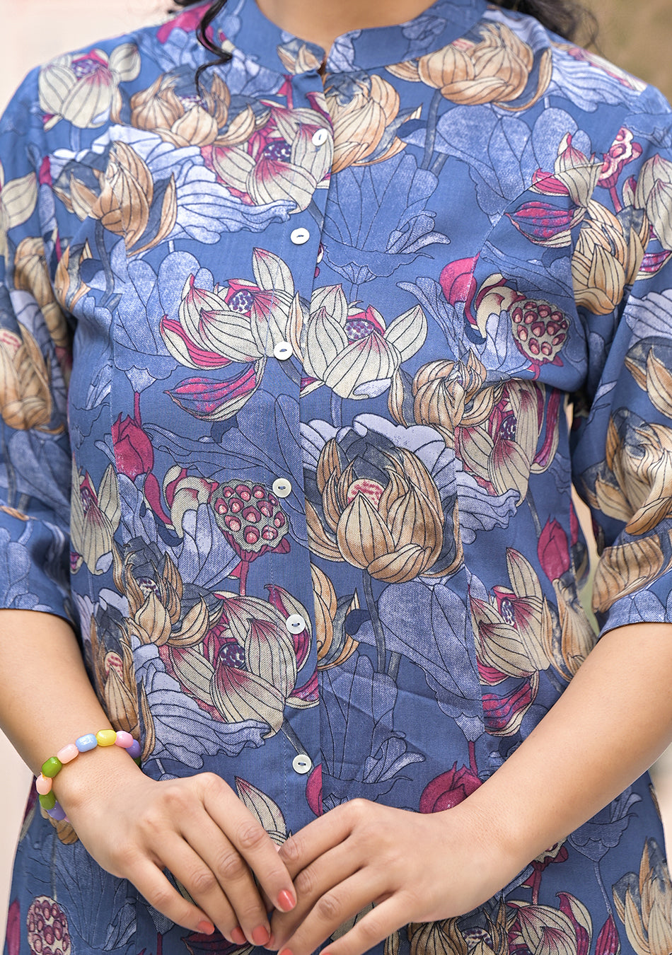 SLATE BLUE FLORAL TOP