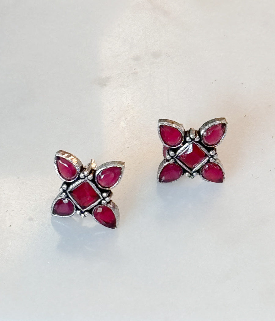 CRIMSON PETAL STUD EARRINGS