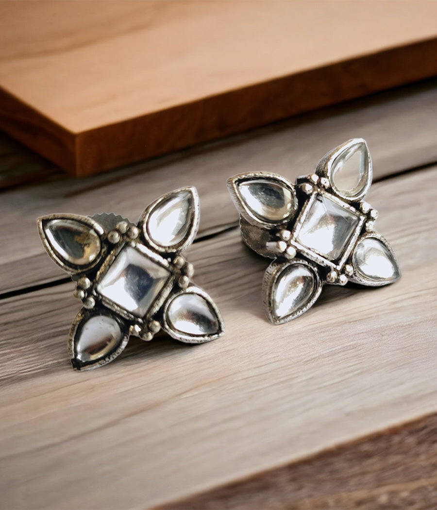 Snowy Petal Stud Earrings