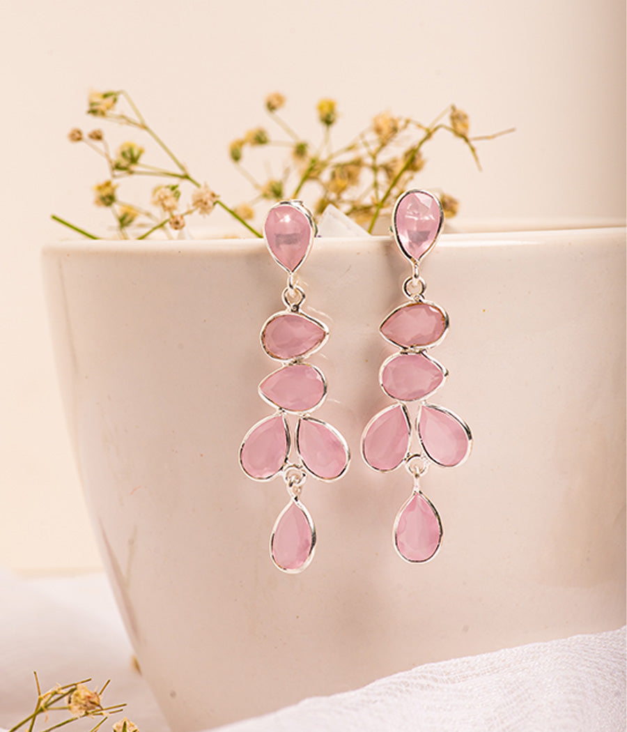 Rose Chalcedony Latkan Earrings