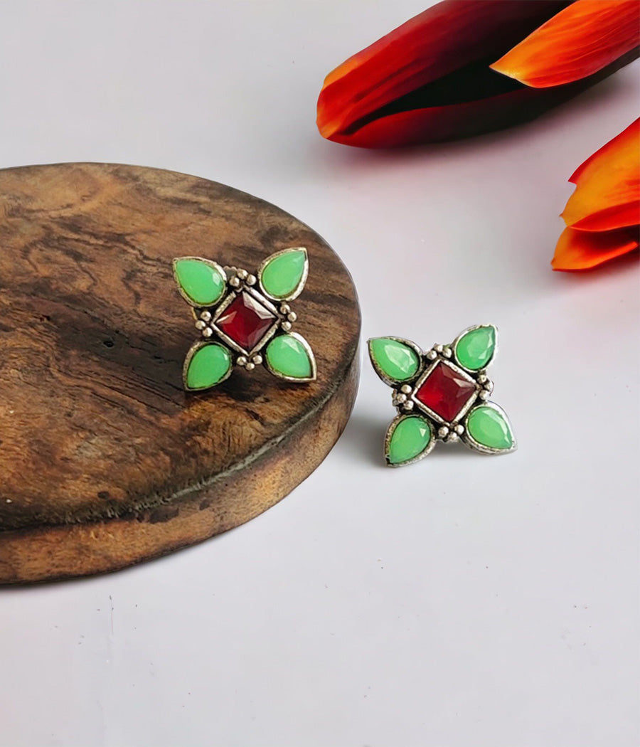 Lime Green Stud Earrings