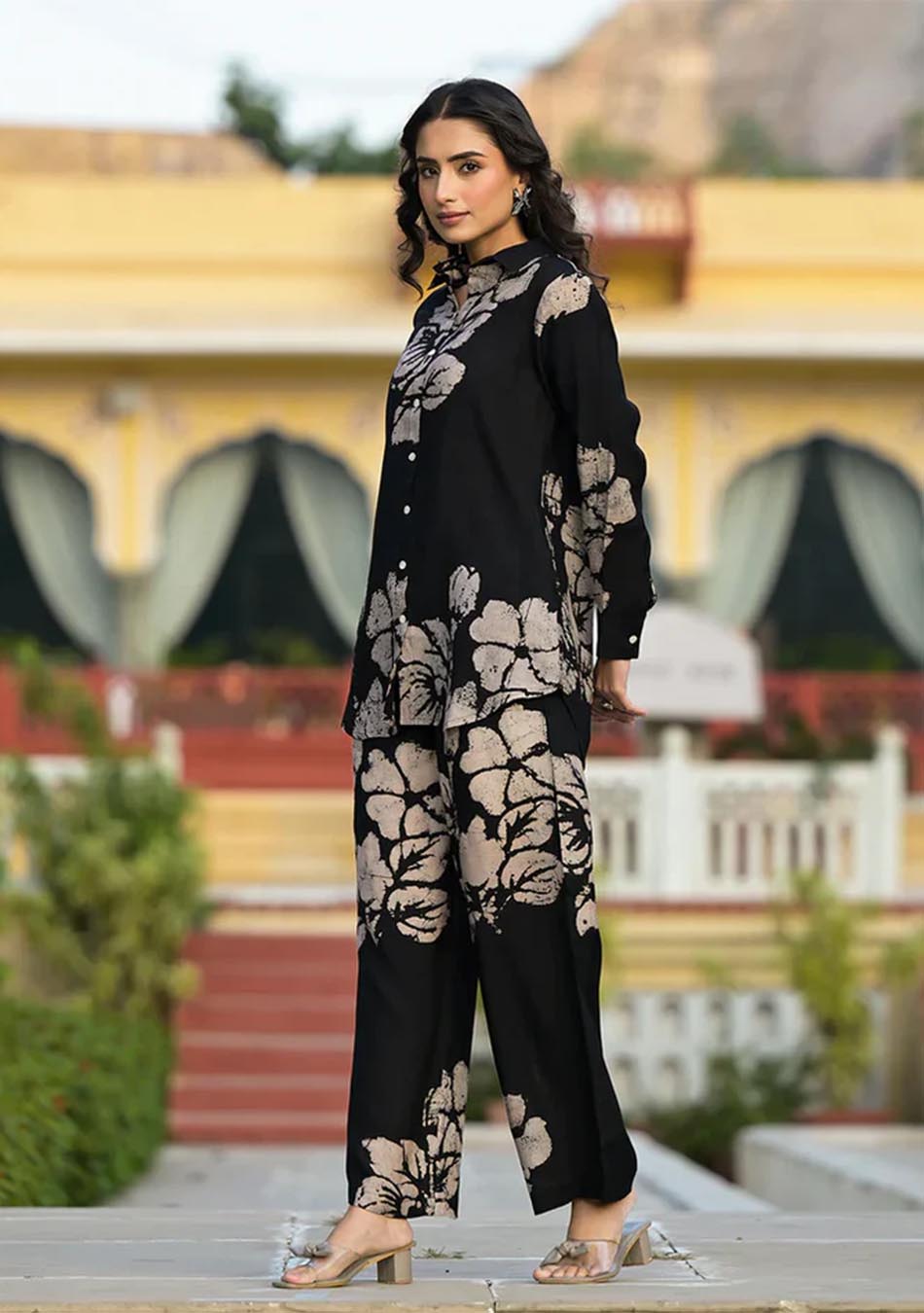 Black Brushstroke Muslin Co-Ord Set