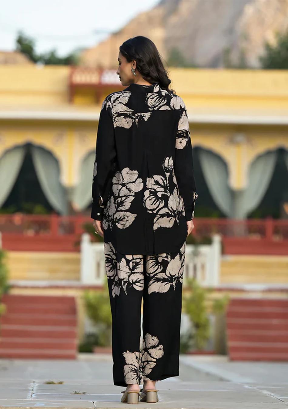 Black Brushstroke Muslin Co-Ord Set