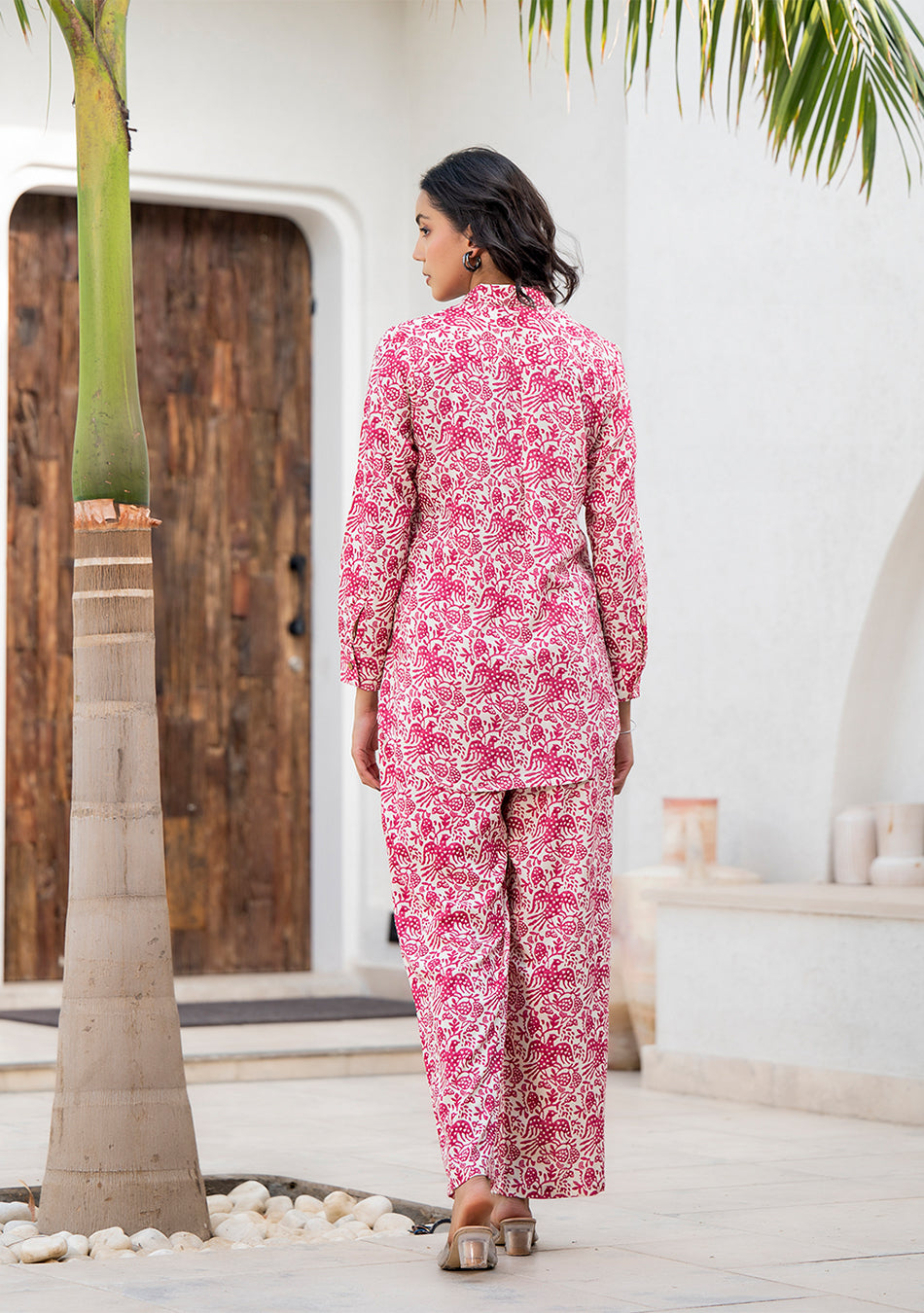Red Floral Printed Rayon Co-ord Set