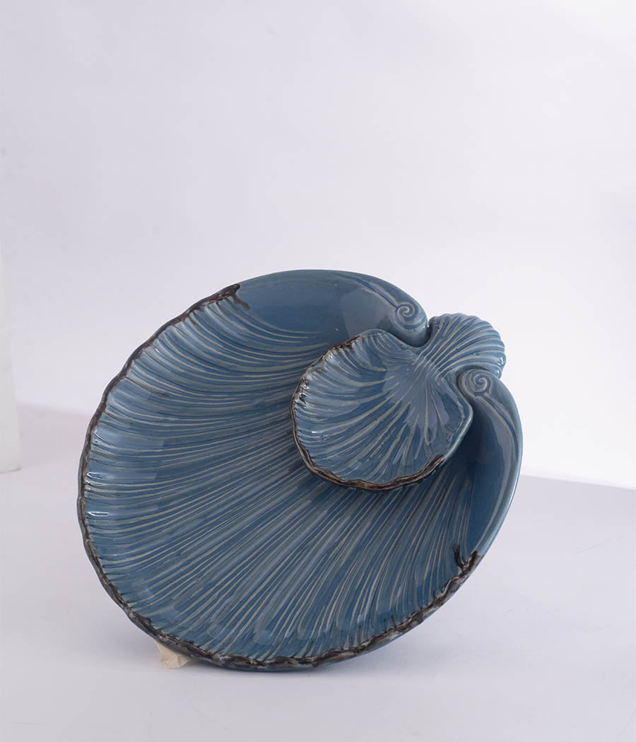 Seashell Dark Blue Serving Ceramic Platter | Single