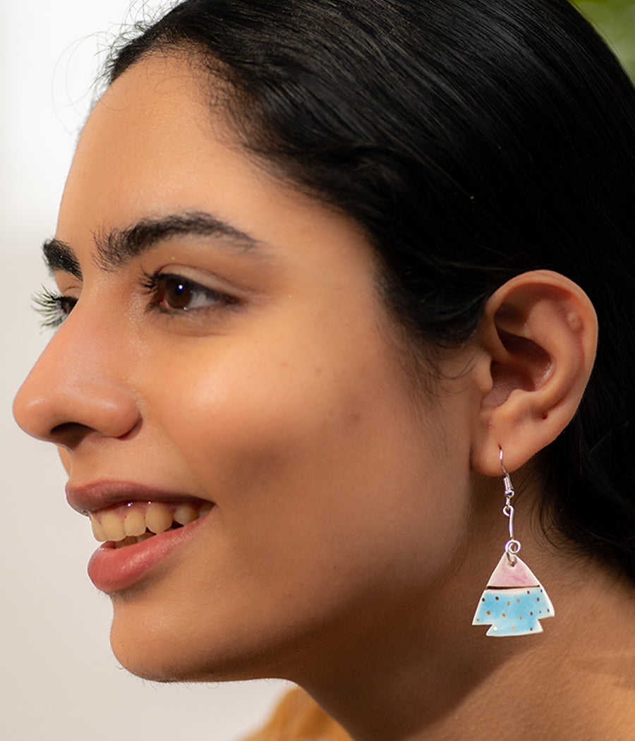 Pink-Blue Tree Earrings