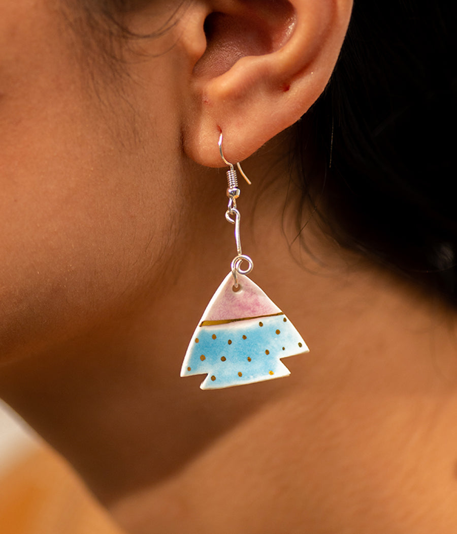 Pink-Blue Tree Earrings