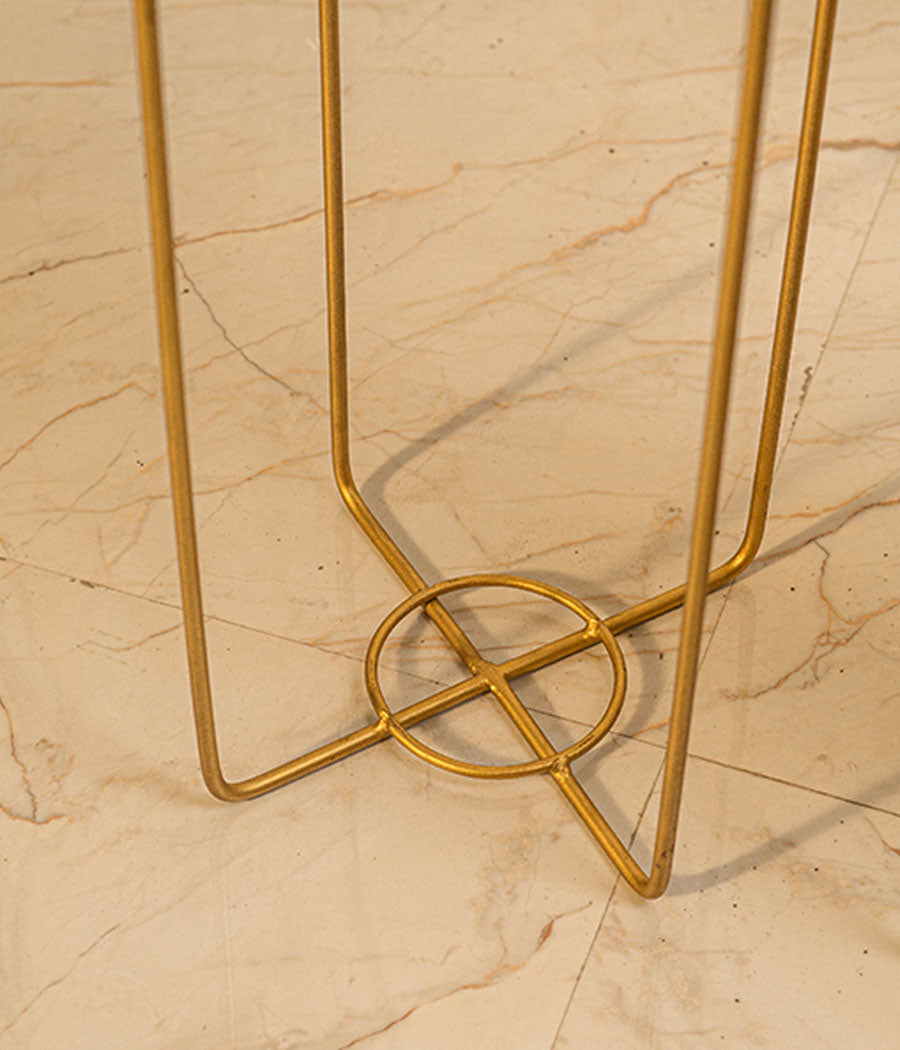 Golden Rounded Brass Metal Planter- Set of 3