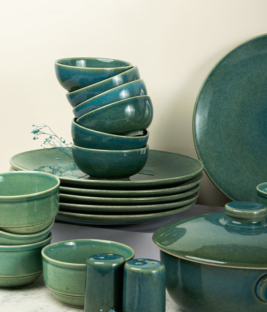 Jade Waters Dinnerset - Set of 37