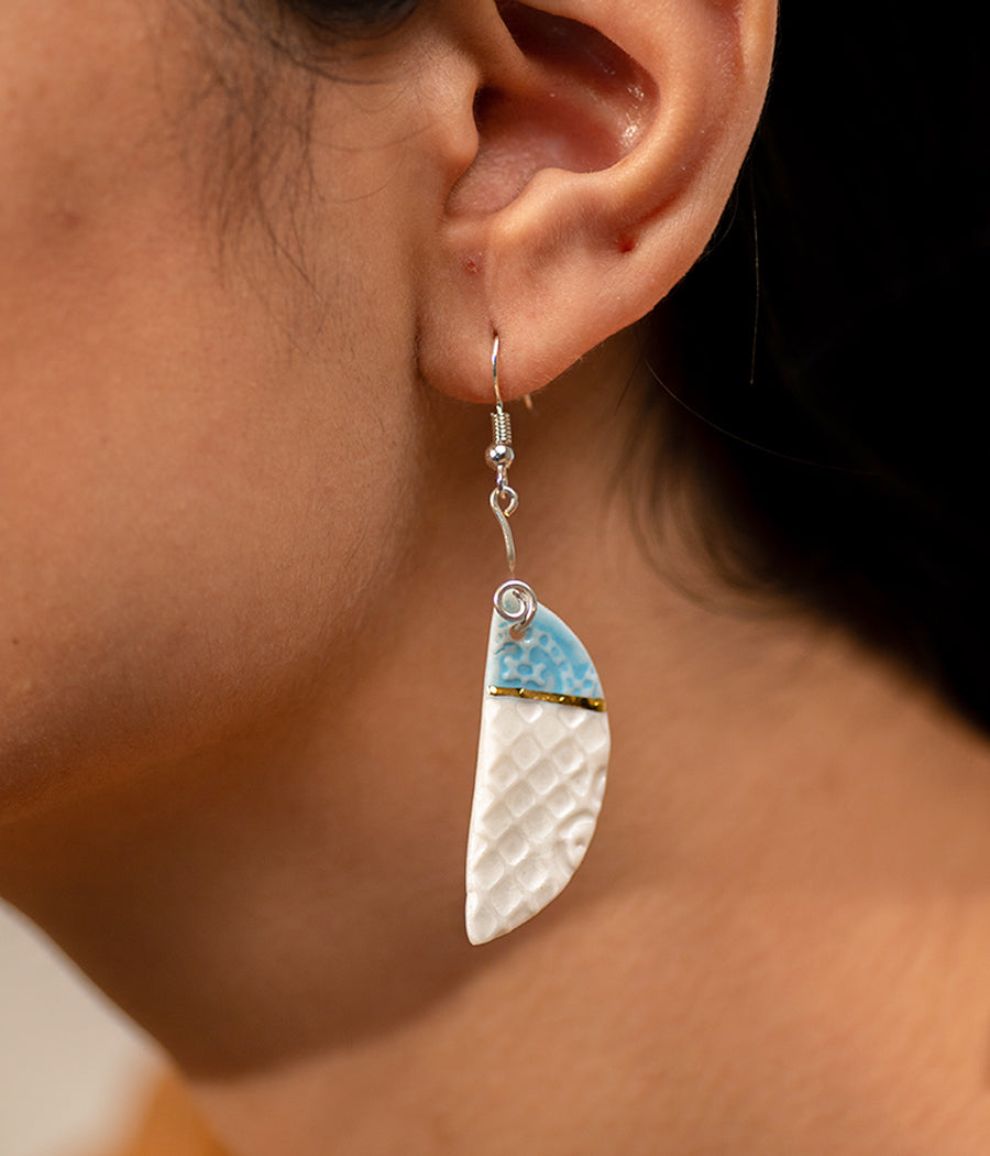 Intricate White Hemisphere Earrings