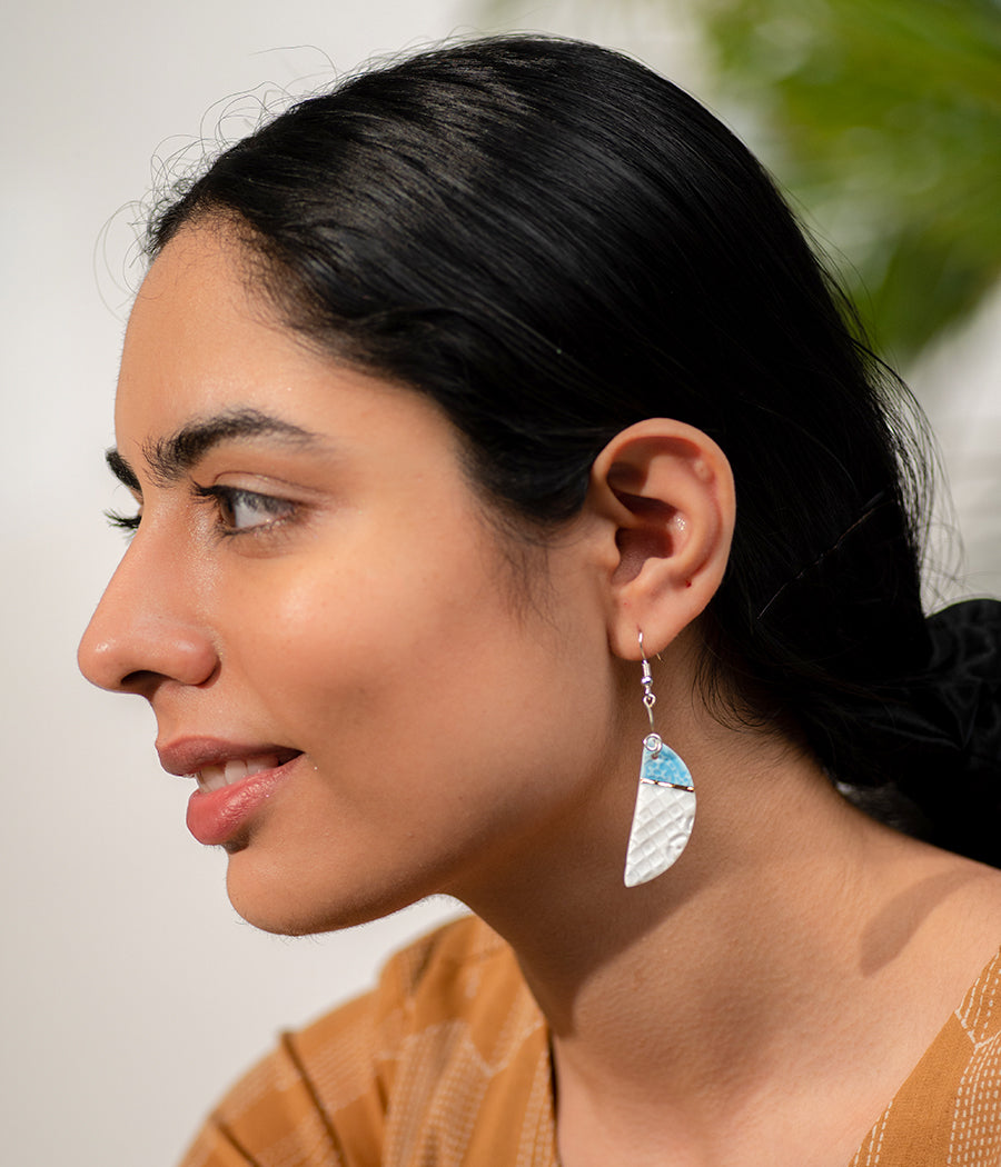 Intricate White Hemisphere Earrings