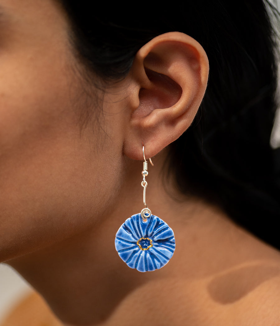 Round Blue Earrings