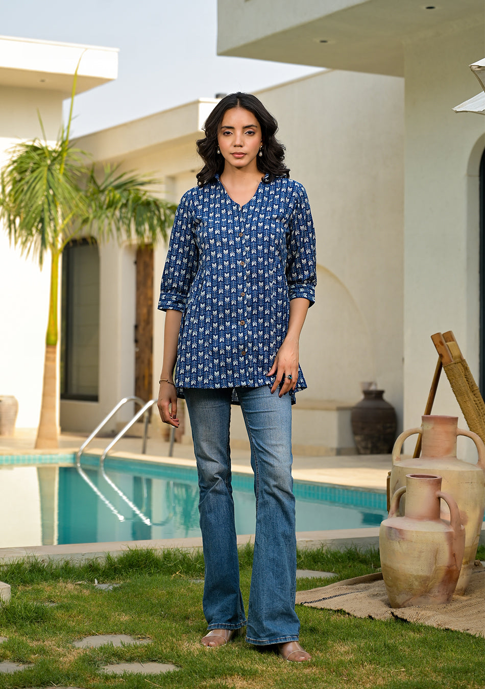 Blue Floral Top