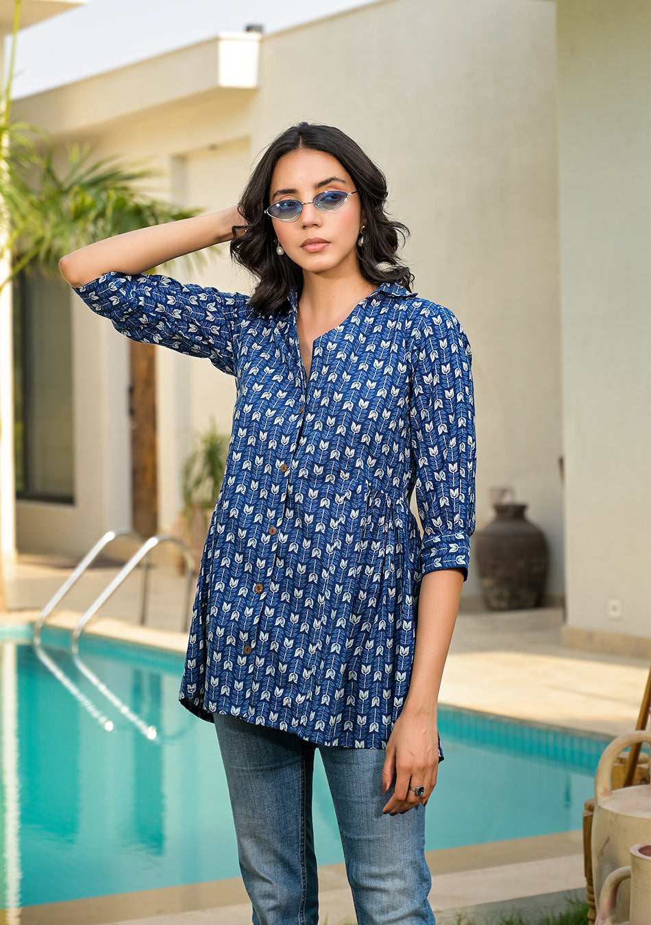 Blue Floral Top