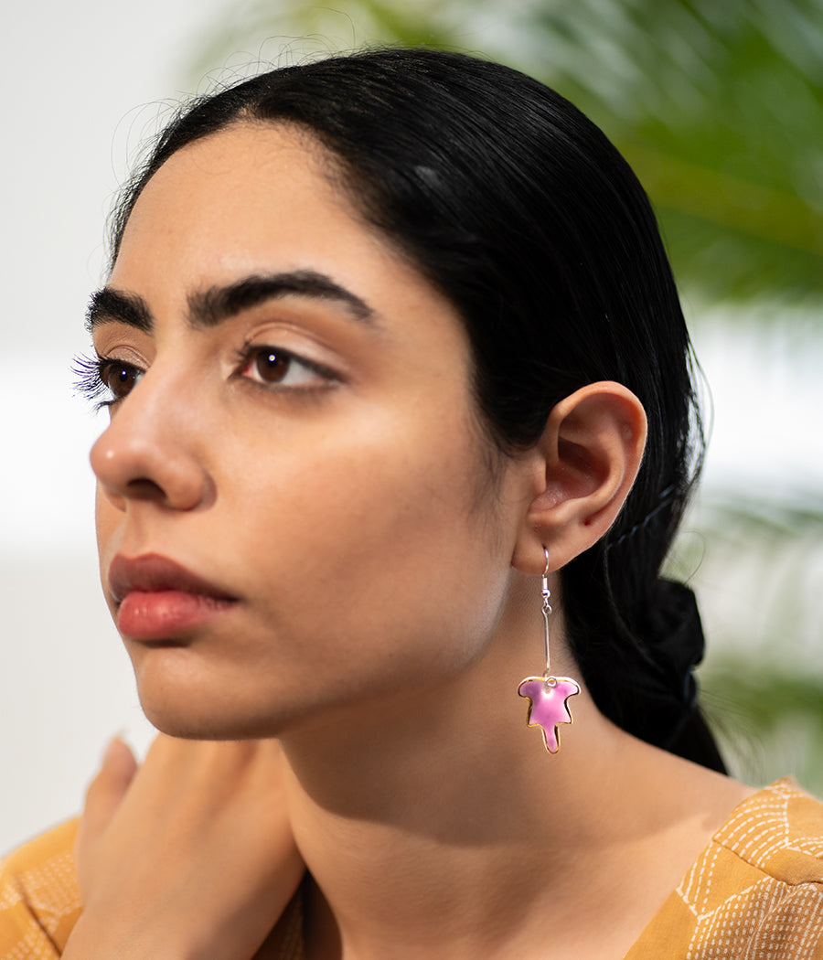 Pink Leaf Earrings