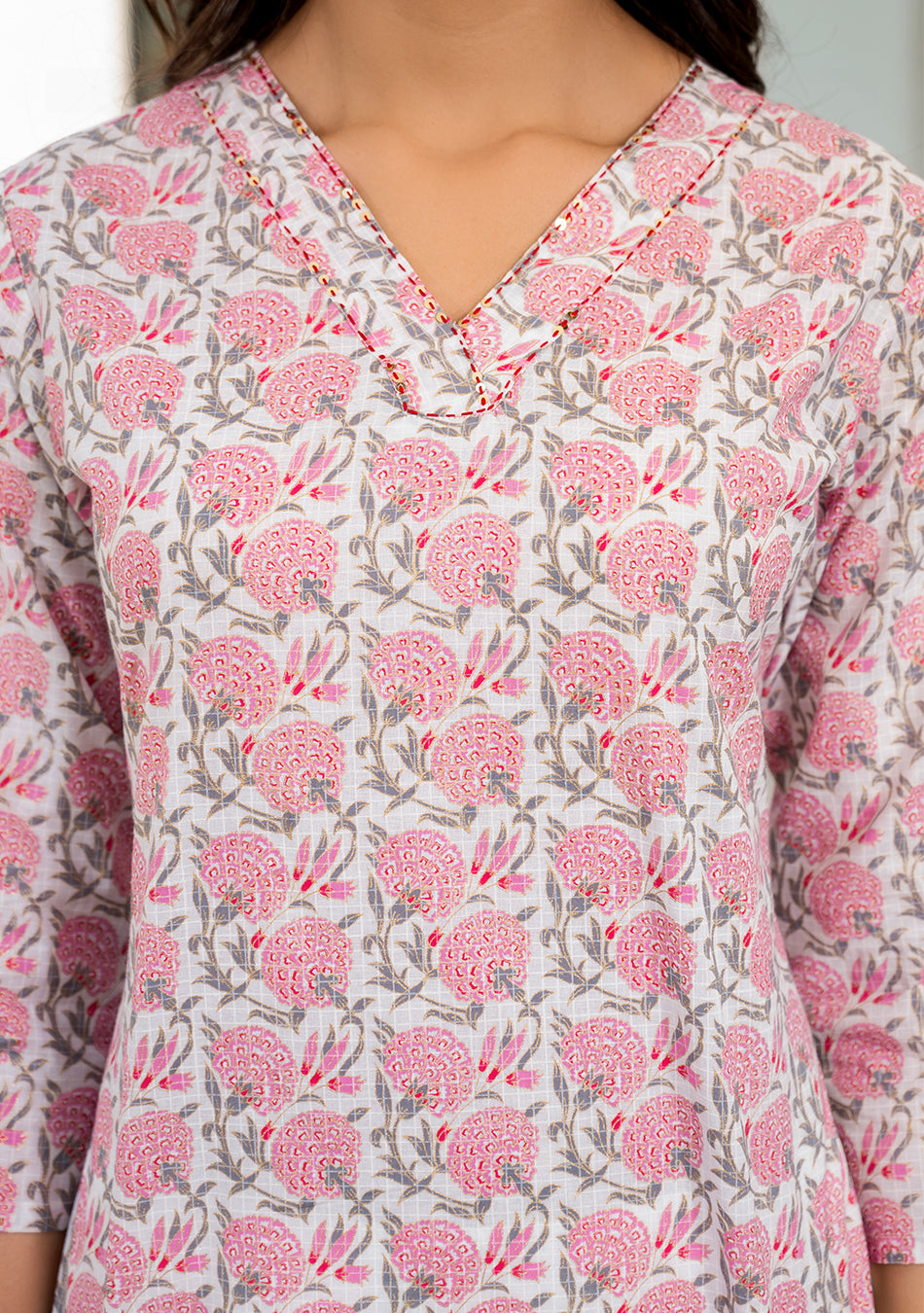 Pink Blossom Print Kurta