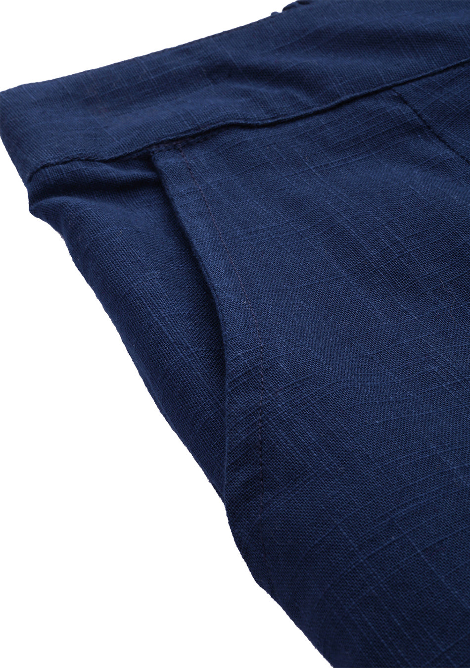 Navy Blue Straight Fit Solid Regular Trousers