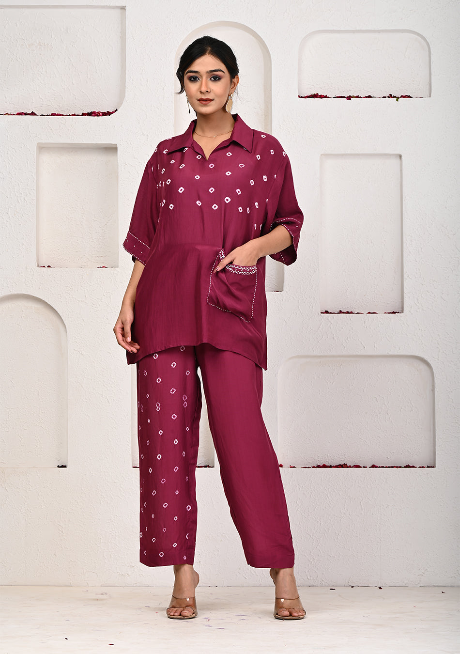 Scarlet Ruby Bandhej Co-ord Set