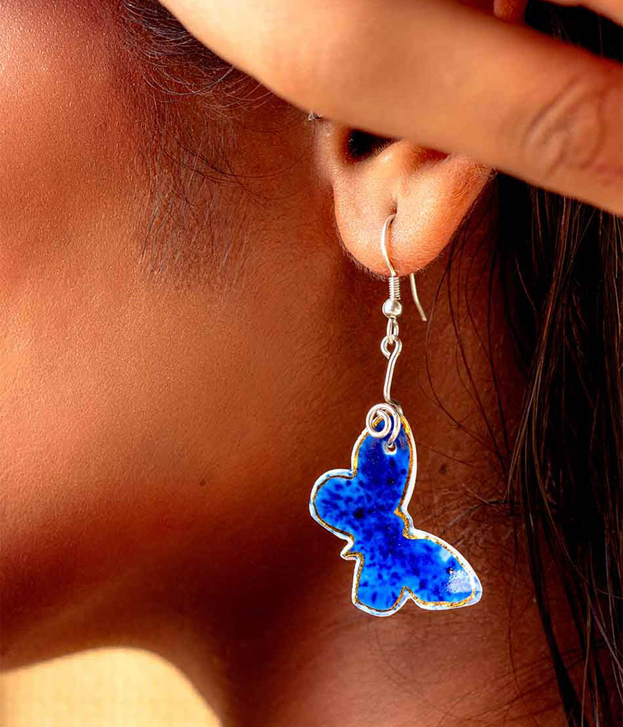 Butterfly Earrings with Fish Pendant Set