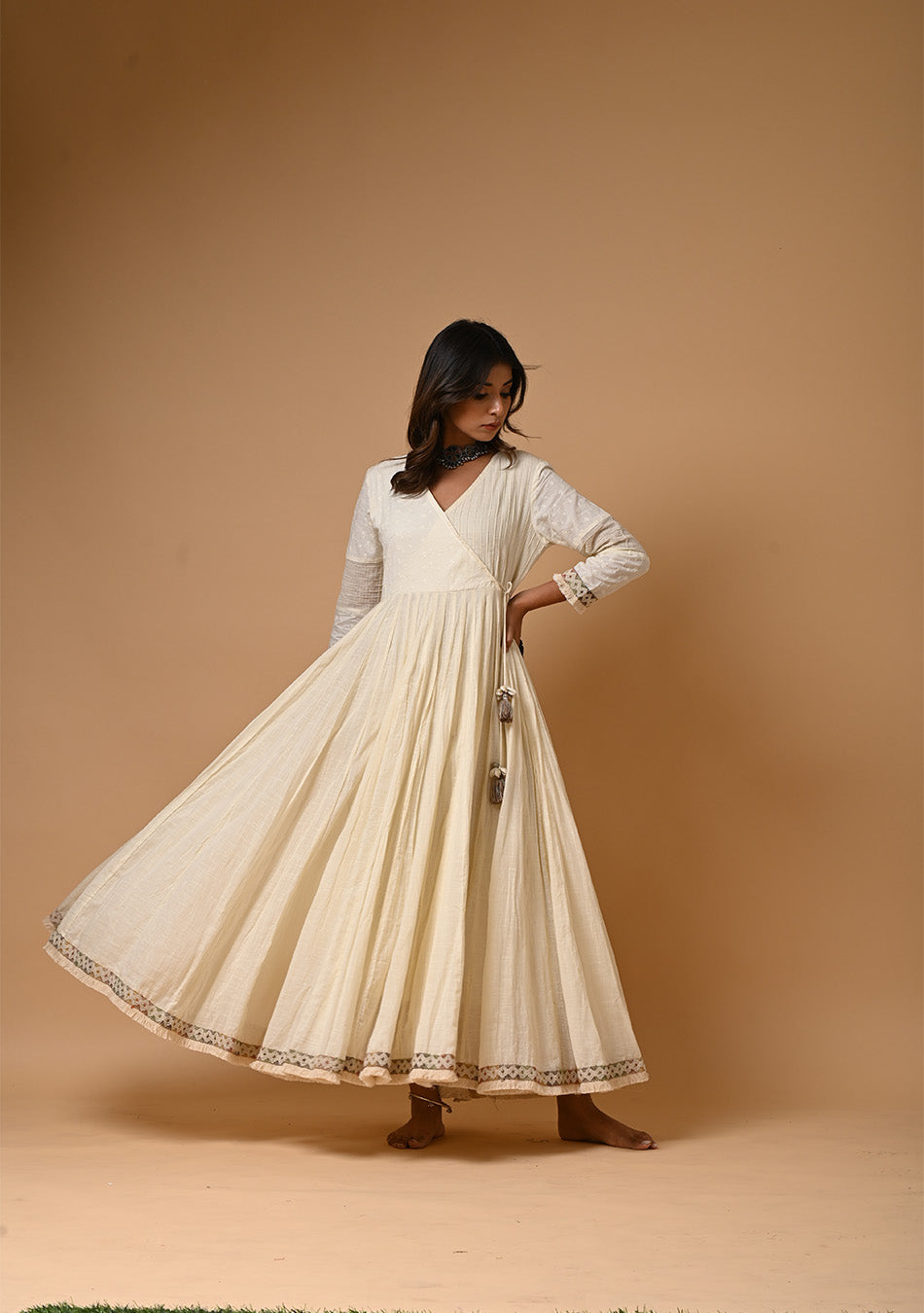 Cream Schiffli & Mulmul Dress