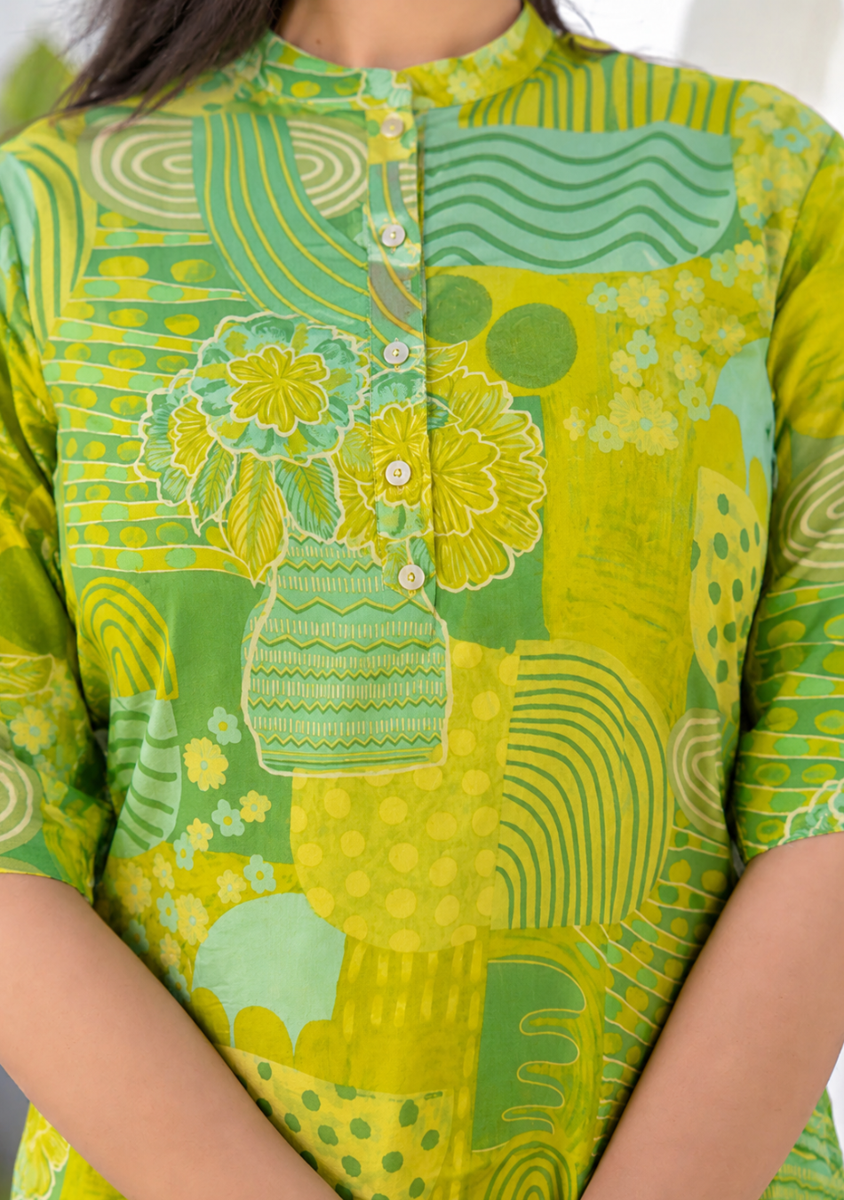 Lime Meadow Printed Kurta