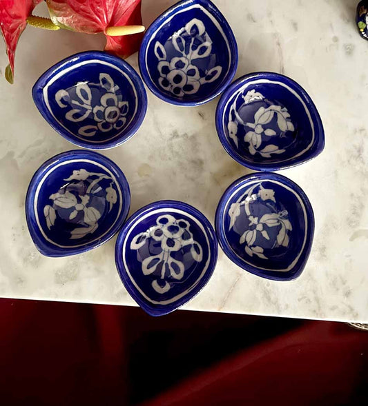 Blue Pottery Madhubani Design Diya