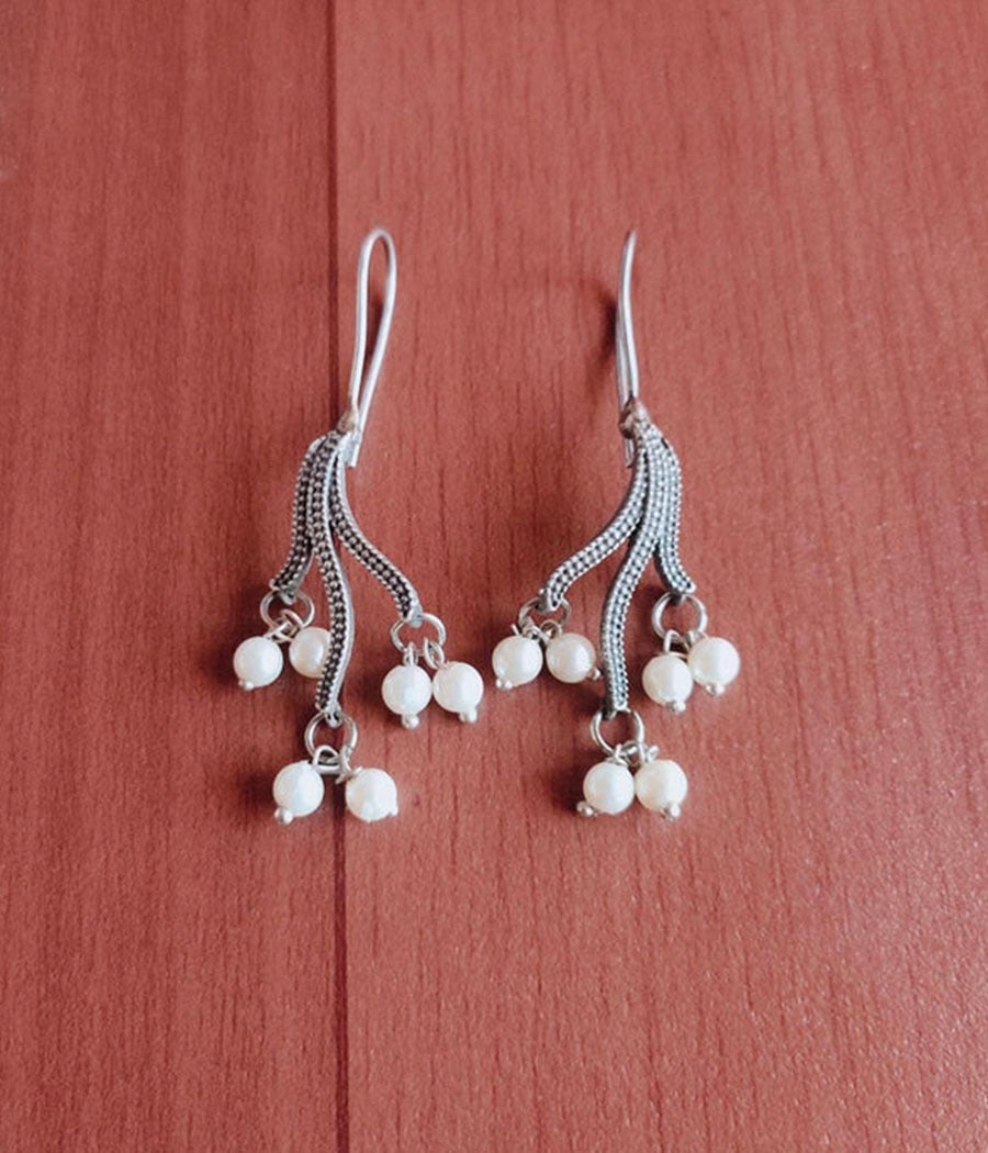 Trinity Pearl Hook Earrings