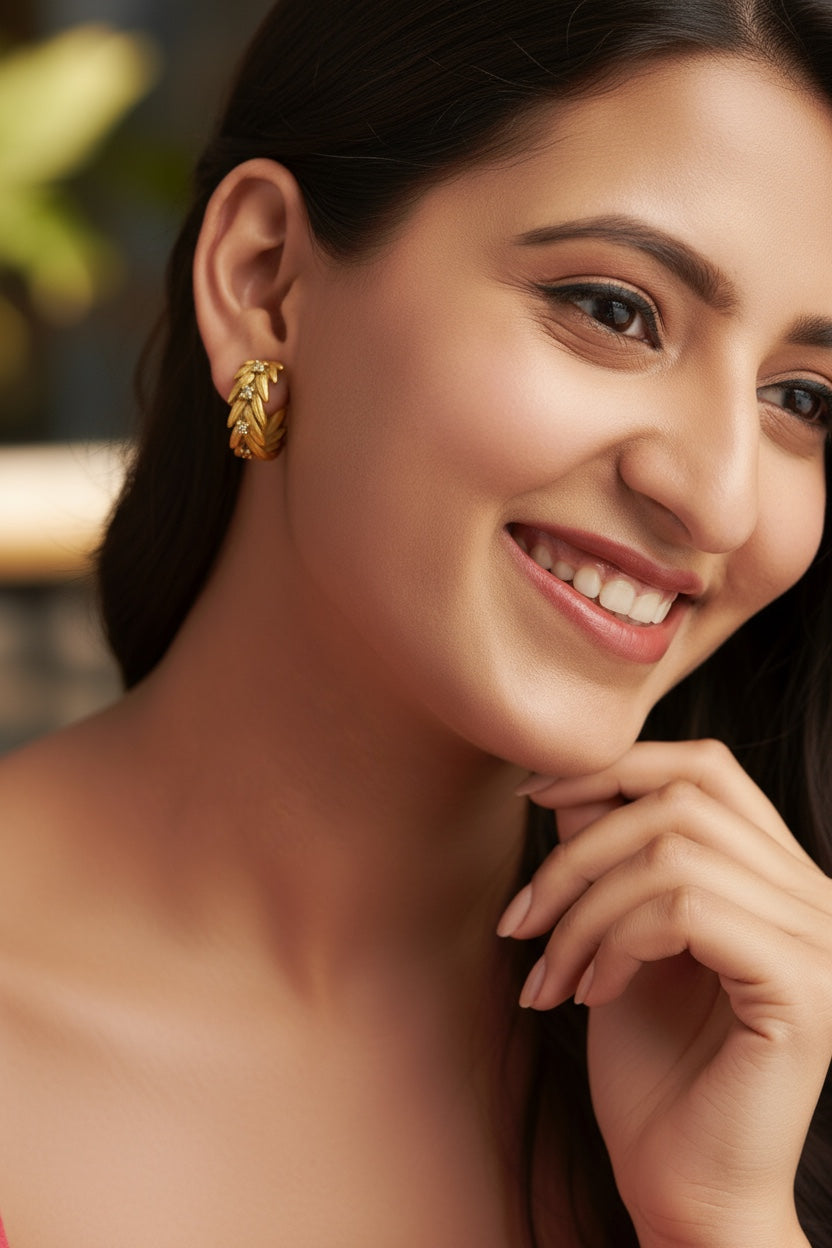 Golden Laurel Hoop Earrings