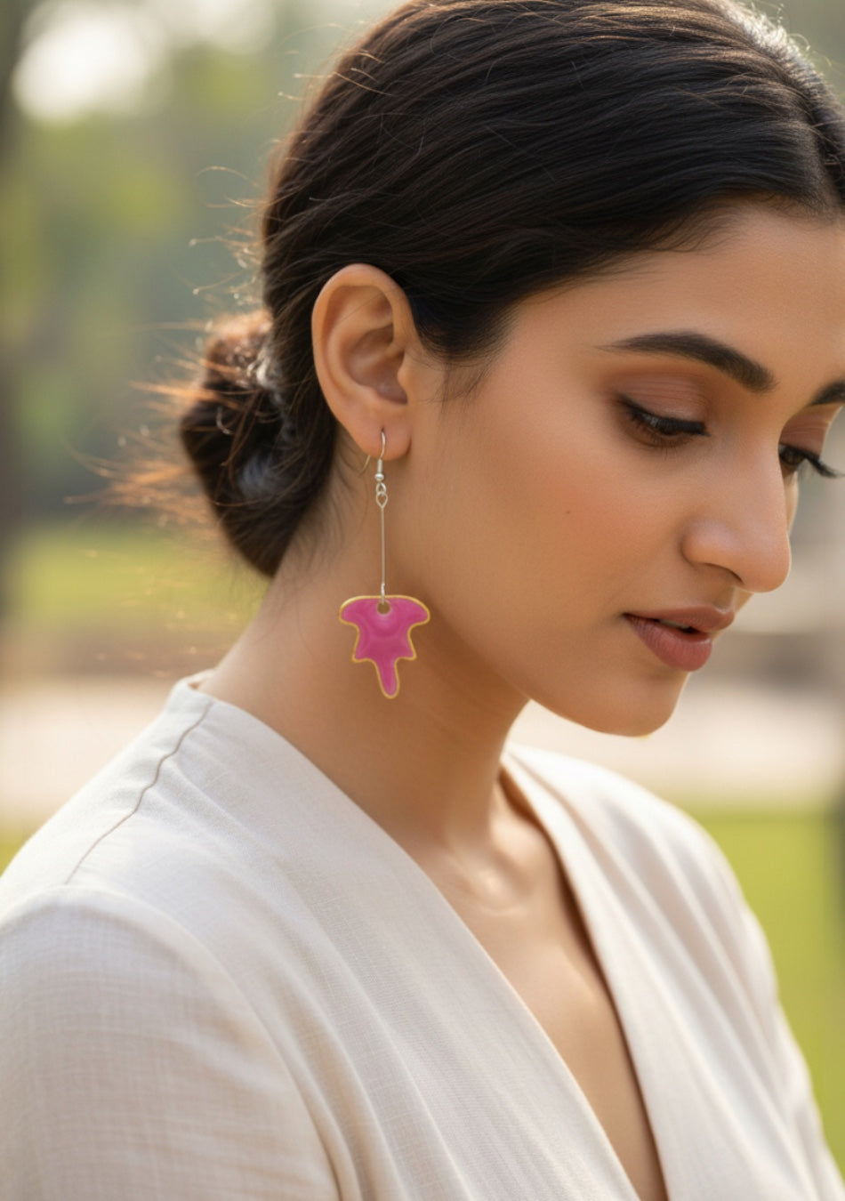 Pink Leaf Earrings