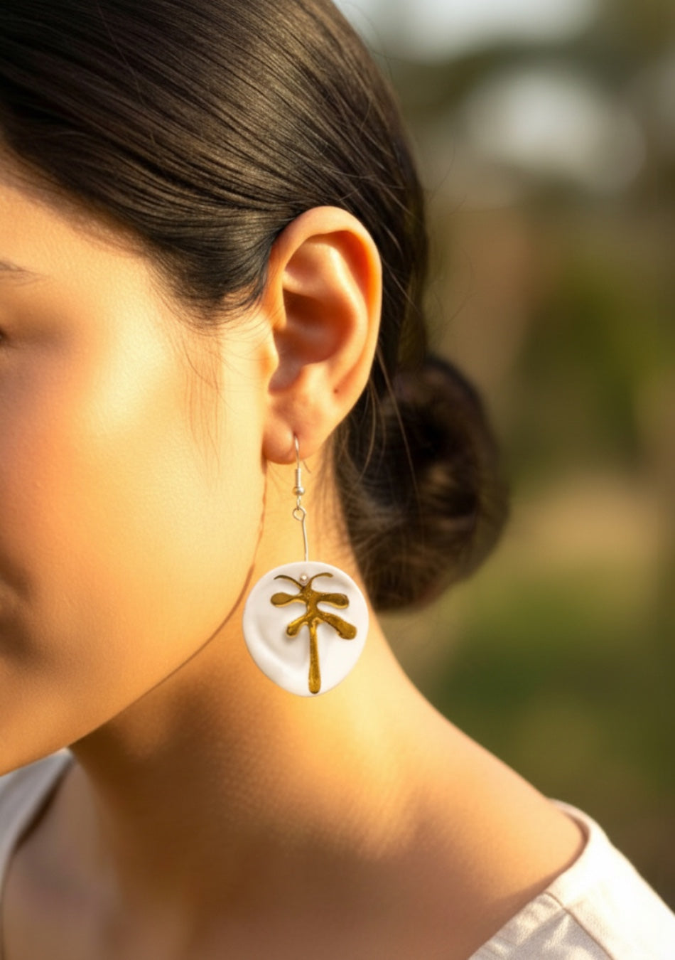Round Palm Leaf  Earrings