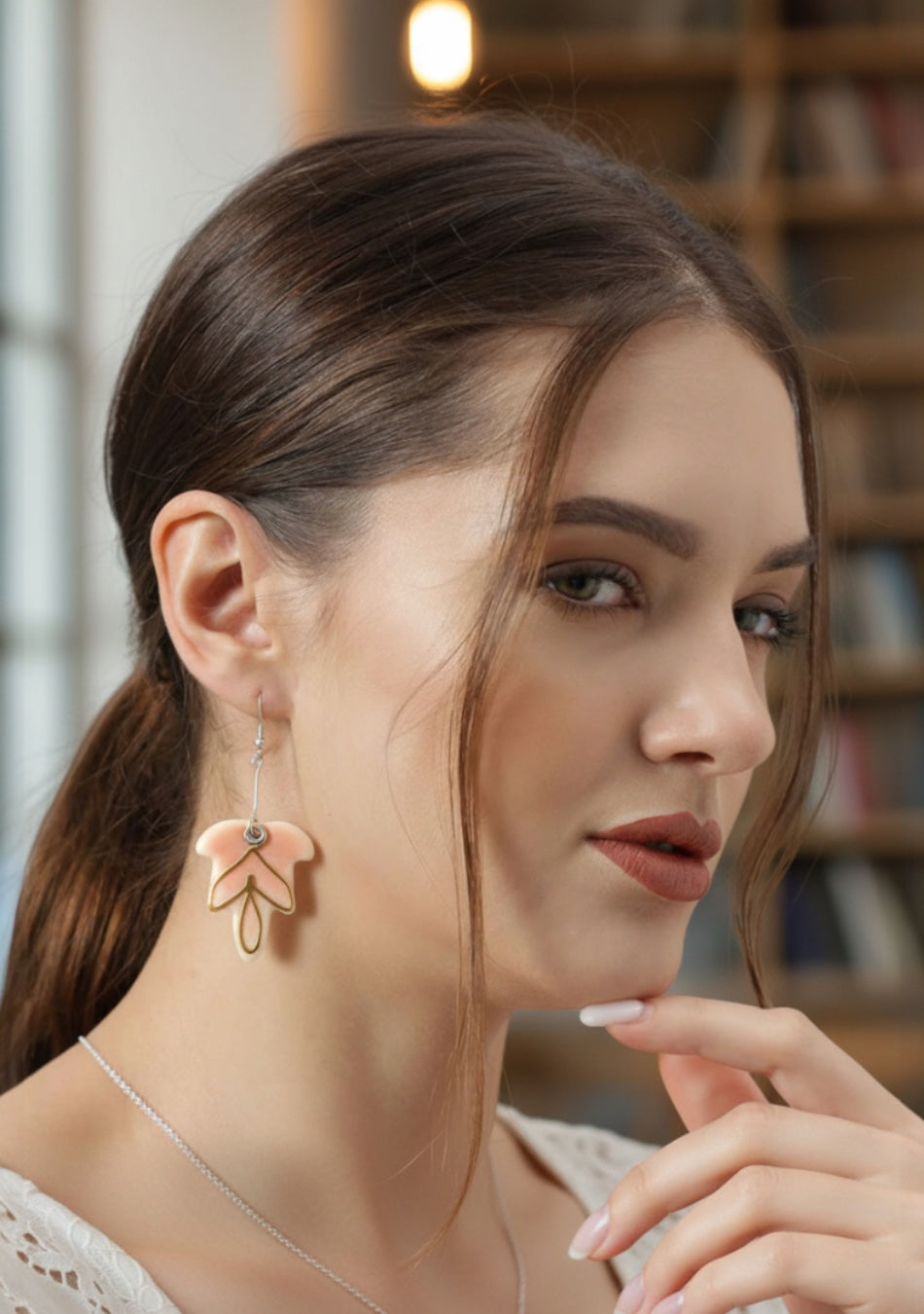 Rosy Leaf  Earrings
