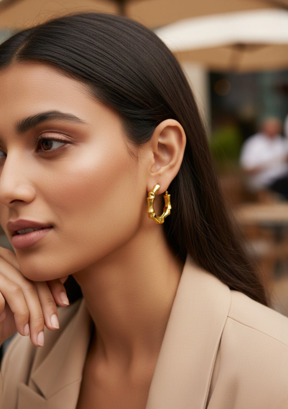 Golden Bamboo Mini Hoops