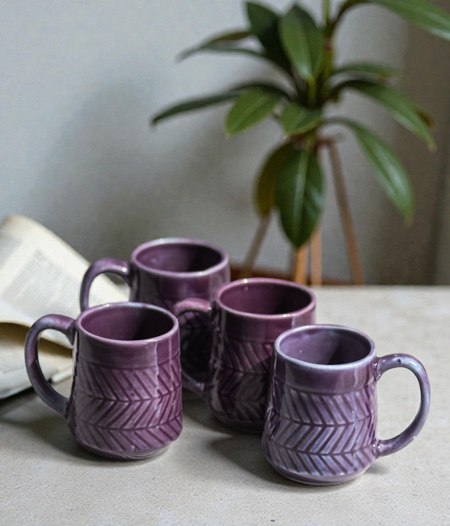 Purple Sunbird Mugs - Handcrafted