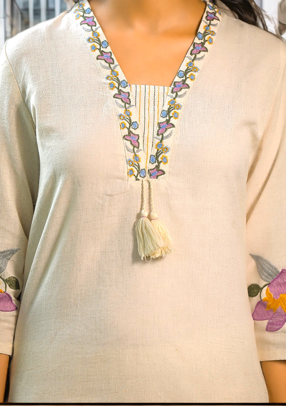 Ivory Gulbahar Embroidered Suit Set