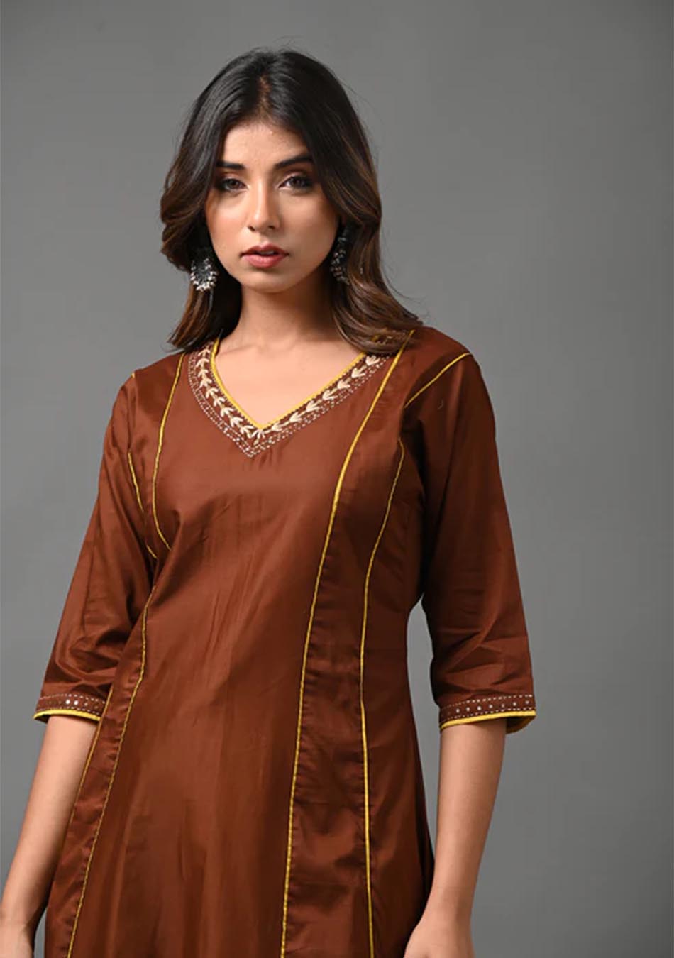 Brown and Mustard Kurta with Palazzo
