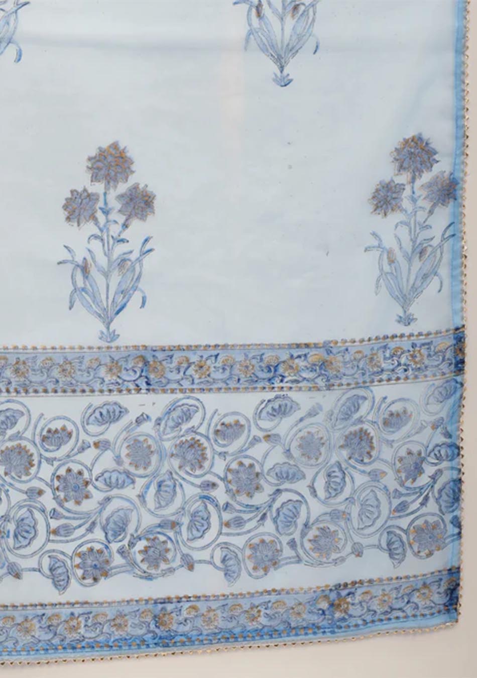 Floral Sky Blue Anarkali Ensemble