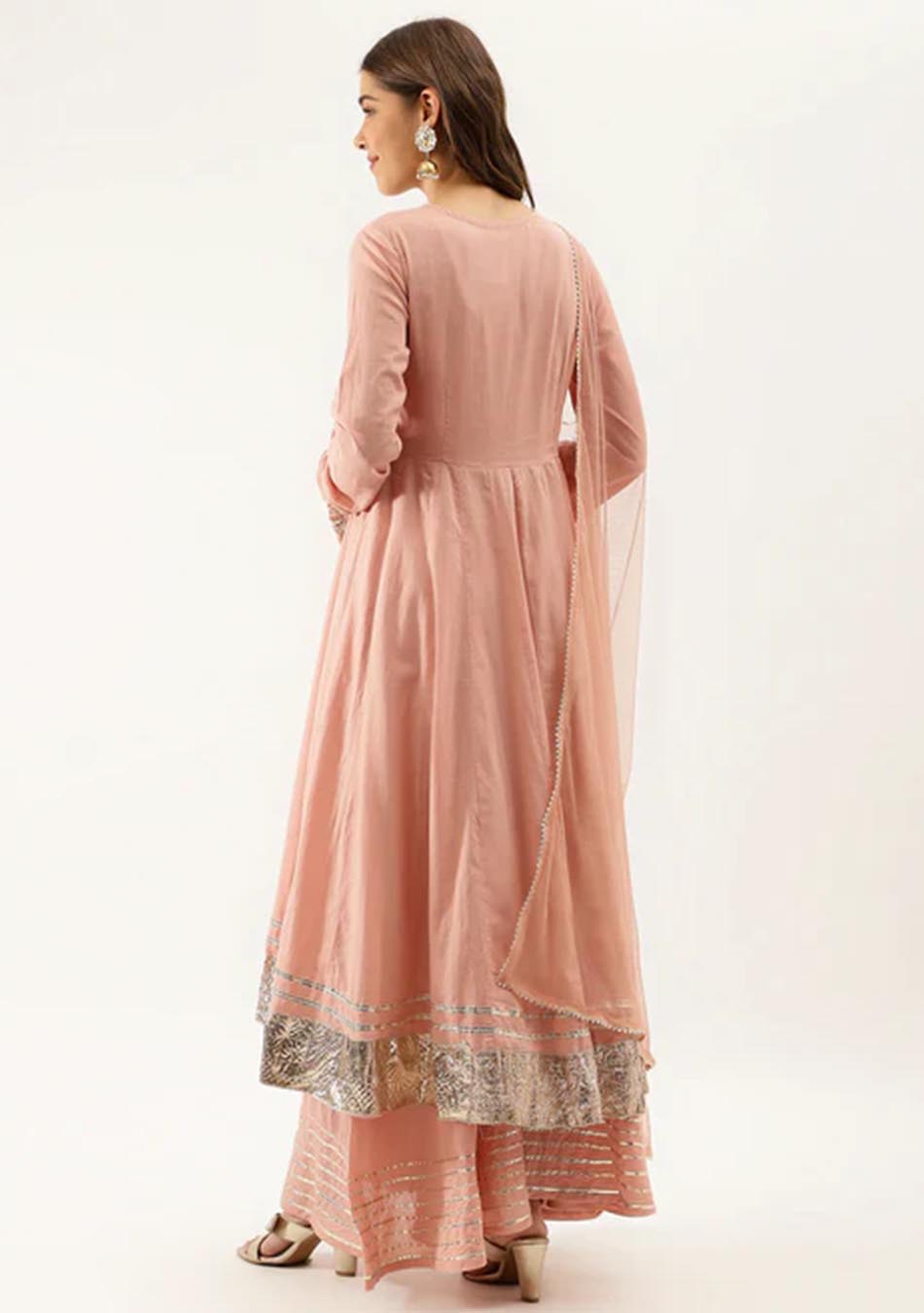 Coral Gotta Patti Anarkali Set