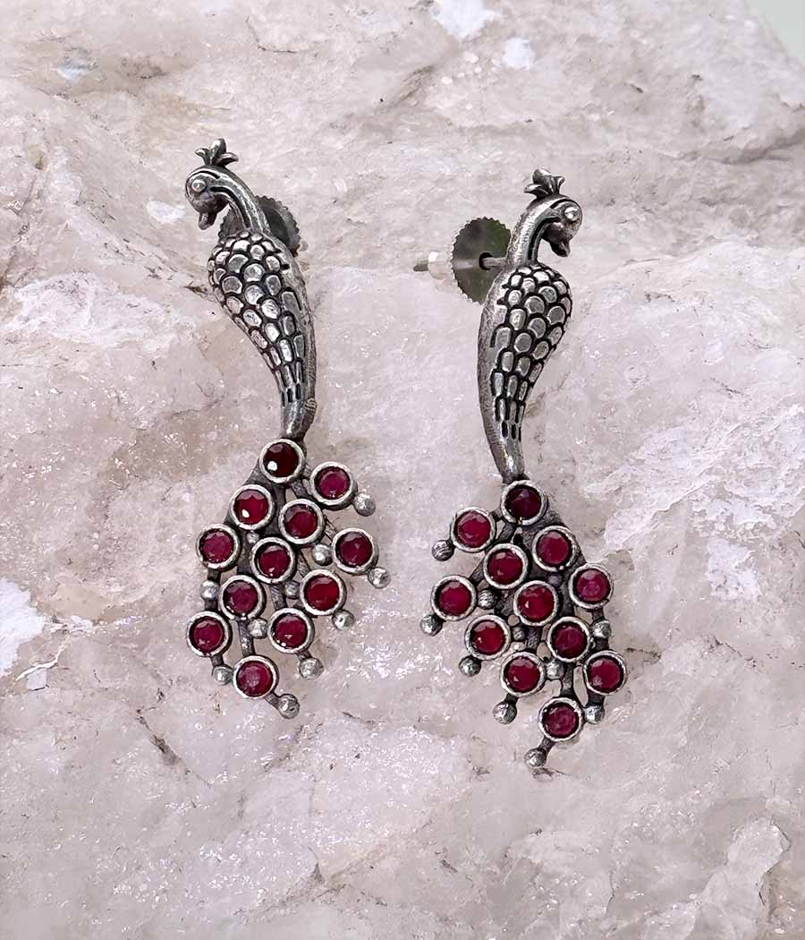Peacock Ruby Studs