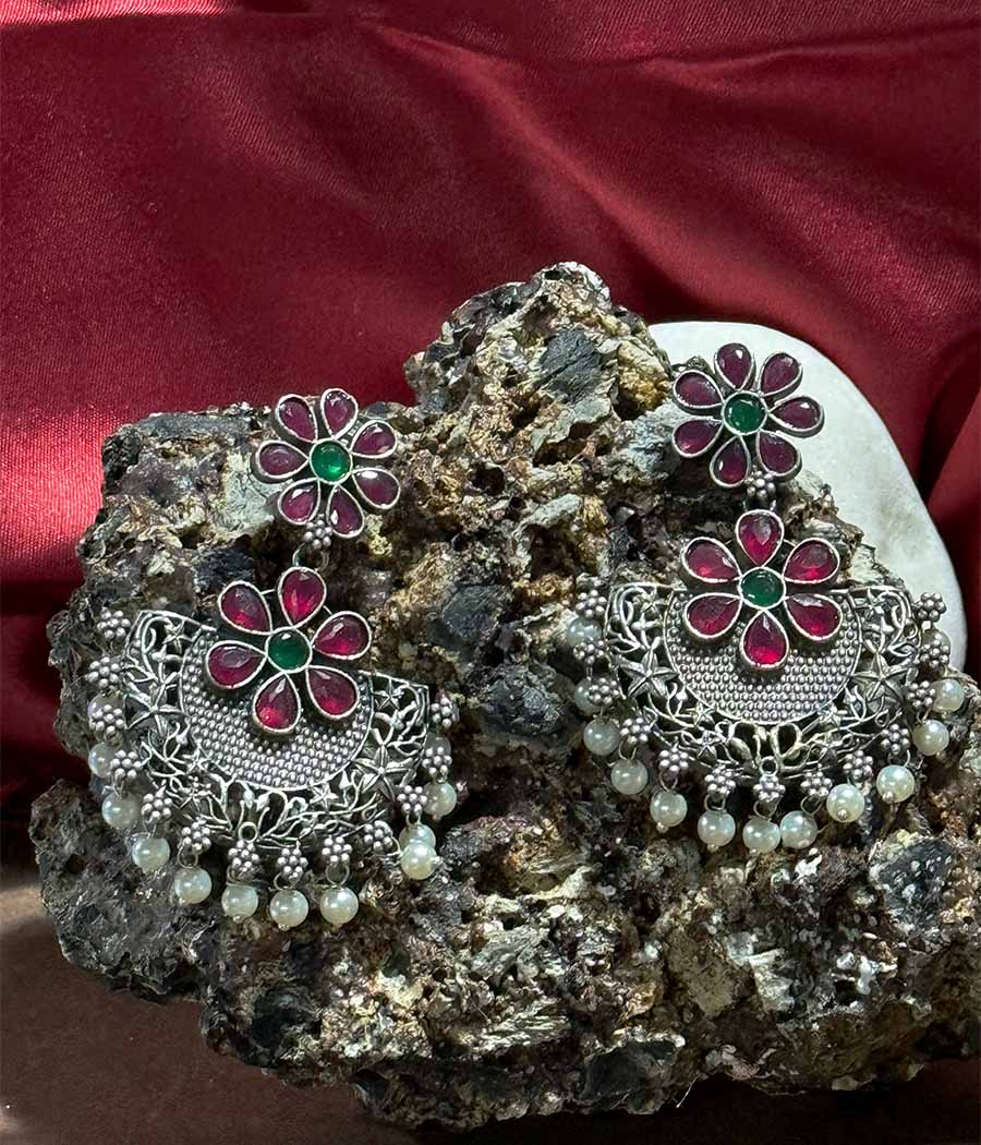 Scarlet Petal Cascade Earrings