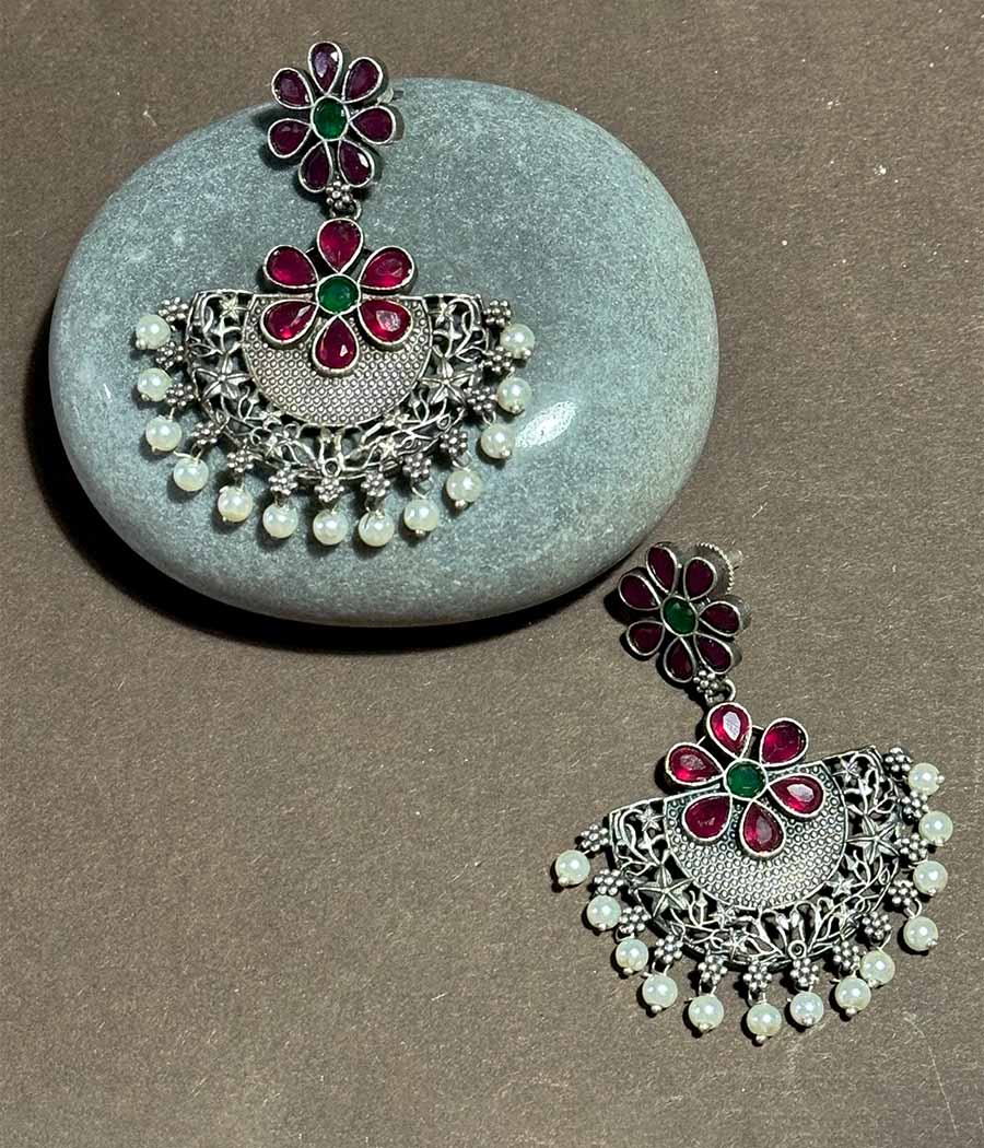 Scarlet Petal Cascade Earrings