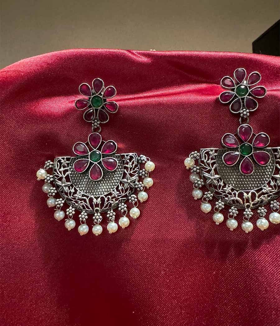 Scarlet Petal Cascade Earrings