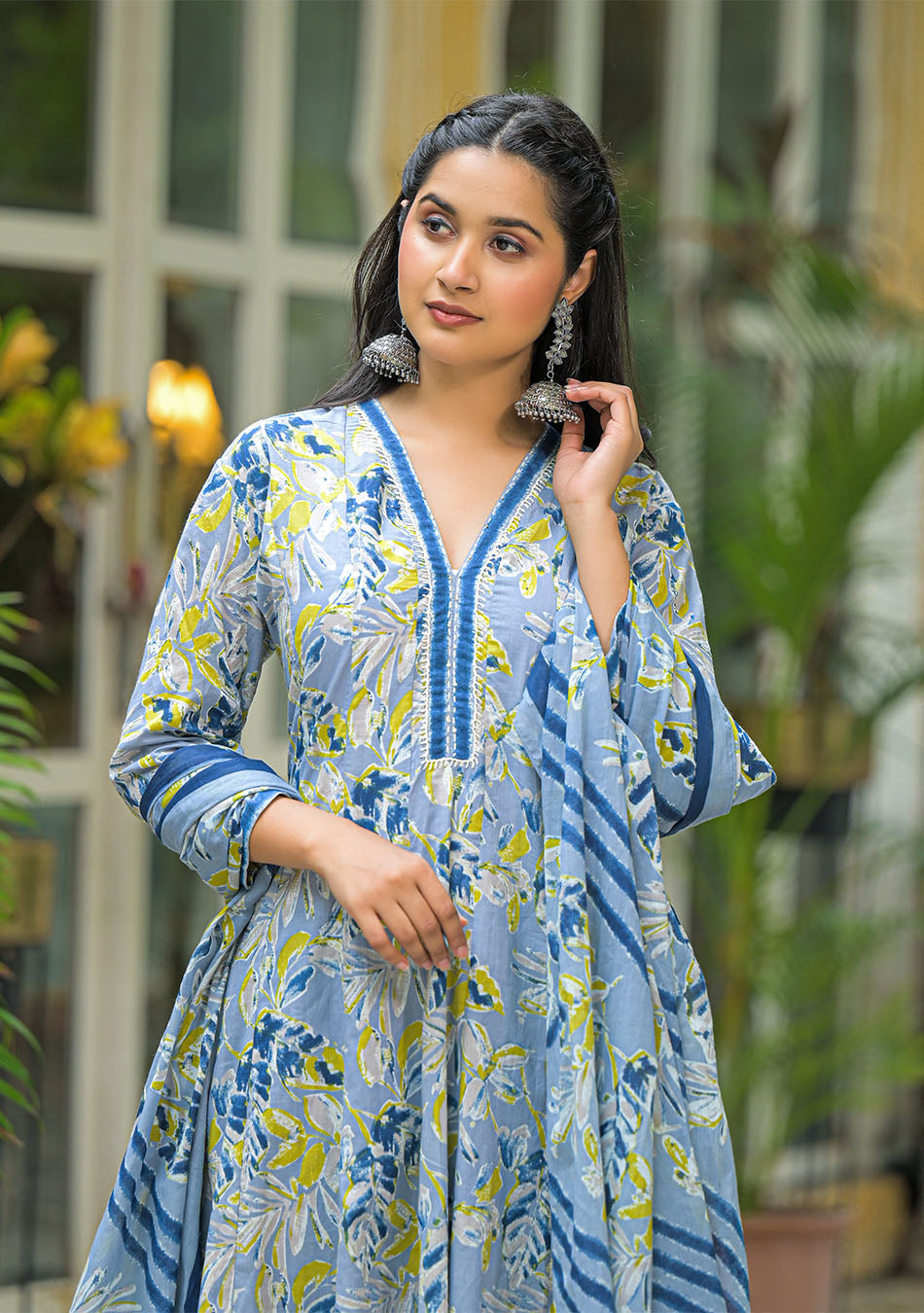 Blue Breeze Anarkali Suit Set