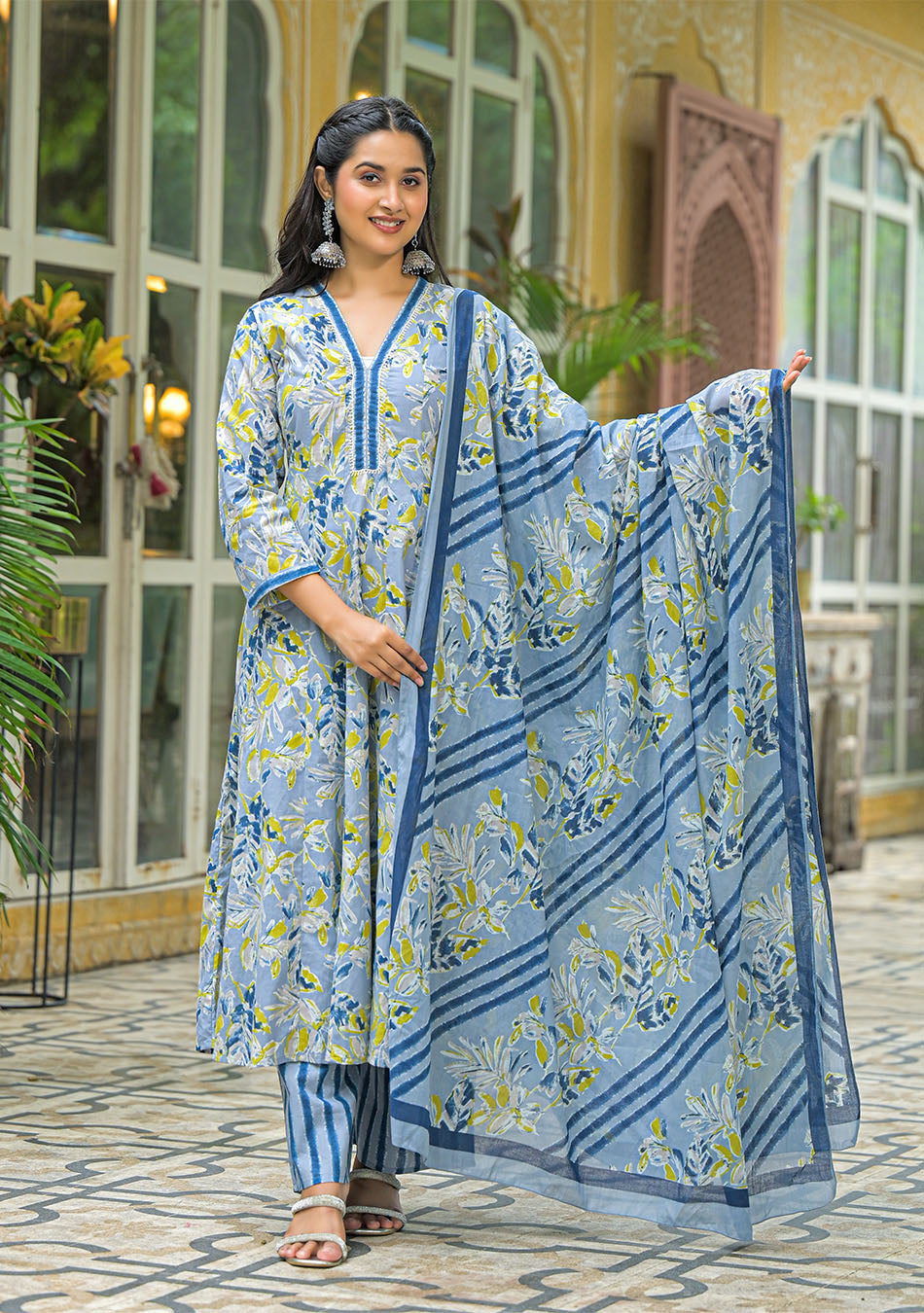Blue Breeze Anarkali Suit Set
