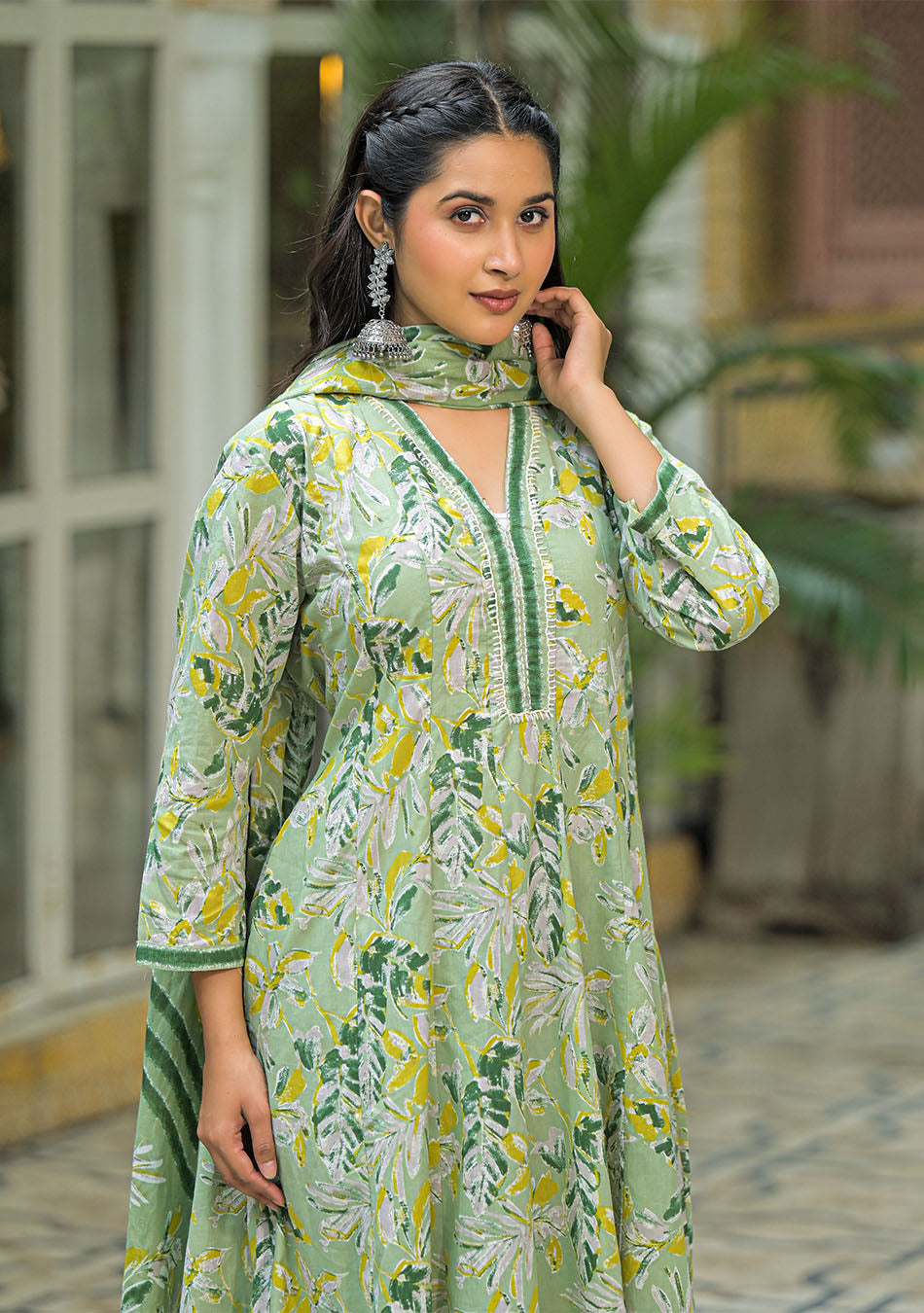 Green Mist Anarkali Suit Set