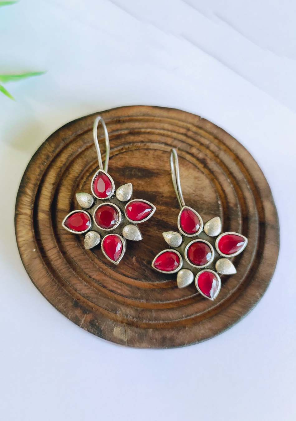 Crimson Petal Hook Earrings
